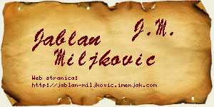 Jablan Miljković vizit kartica